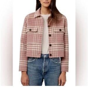 Rails Pink Plaid Cropped Jean Jacket